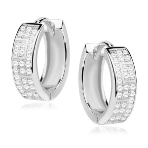 Cercei rotunzi argint Ø15 mm cu pietre DiAmanti Z0963DER_W-DIA (Argint 925‰ 3 g.)